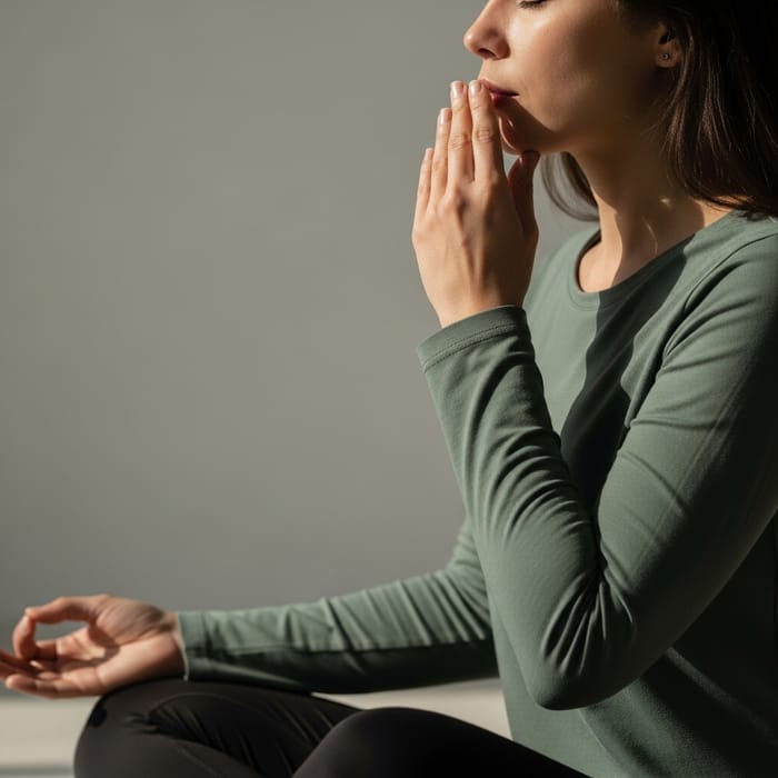 Serene Meditation Scene | Minimalist Photography with Deep Breathing Practice