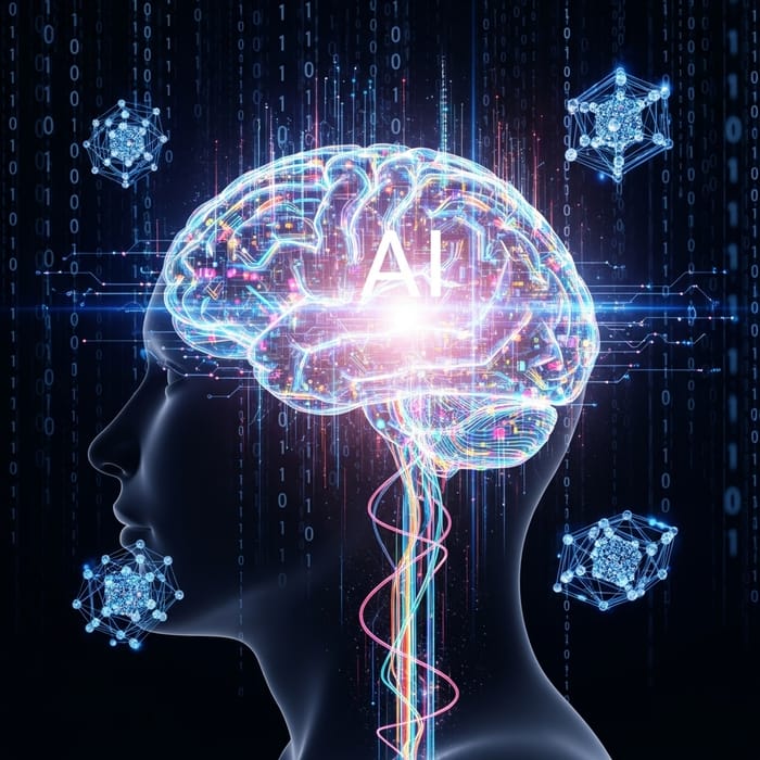 Futuristic AI Illustration | Colorful Brain Machine Futuristic AI Illustration | Colorful Brain Machine