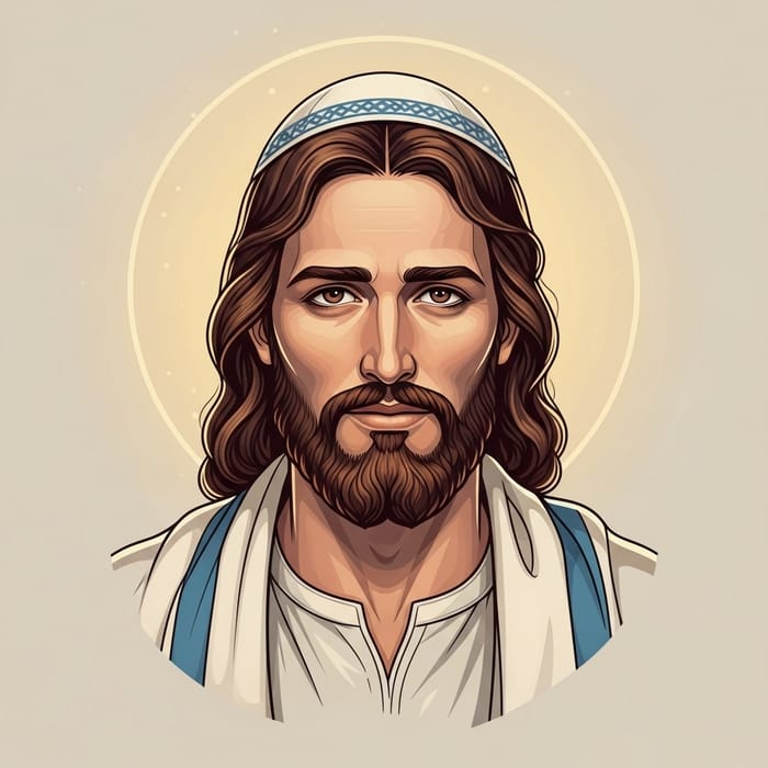 Detailed Jewish Jesus Yarmulke Image