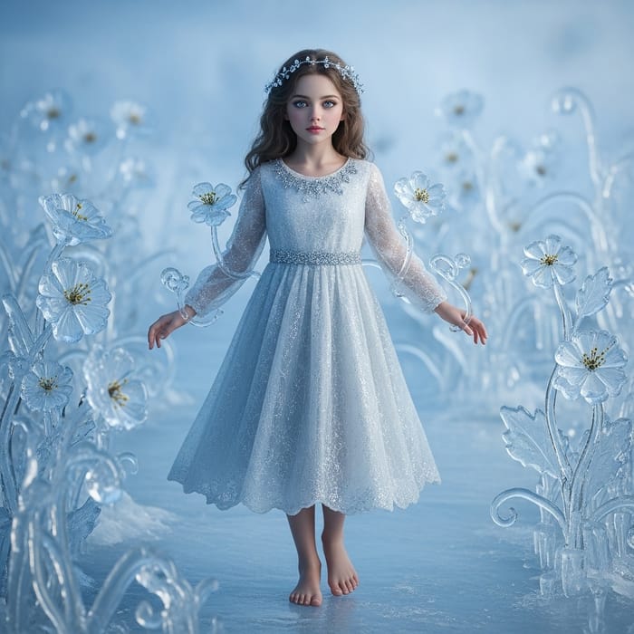 Ethereal Ice Princess in Frozen Garden | Sparkling Beauty