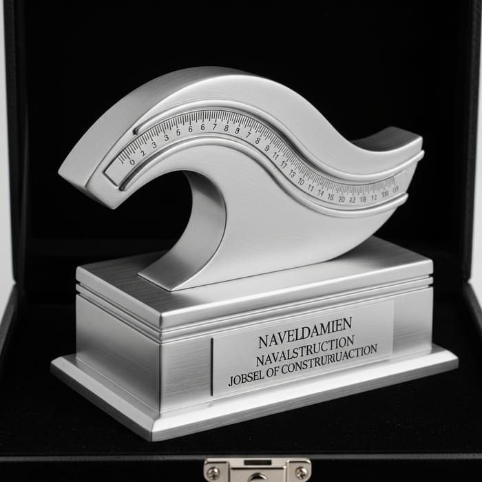 Sleek Metal Wave & Ruler Trophy Design | Brushed Stainless Steel Sleek Metal Wave & Ruler Trophy Design | Brushed Stainless Steel