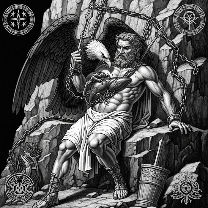Prometheus Enduring Eagle Assault: Greek Mythology Sculpture Prometheus Enduring Eagle Assault: Greek Mythology Sculpture