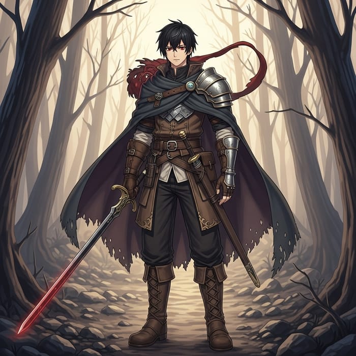 Anime Medieval Fantasy Adventurer: Black Hair & Red Eyes Anime Medieval Fantasy Adventurer: Black Hair & Red Eyes