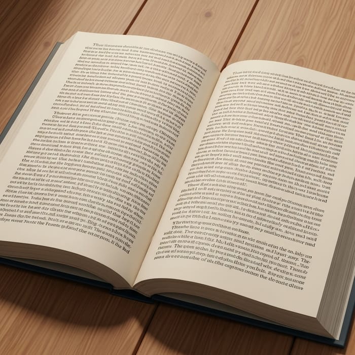 Unpunctuated Storybook on Wooden Table - Engaging Visuals