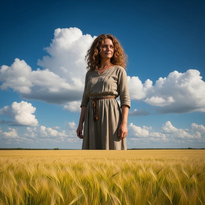 Giantess in Field - Serene Nature Power Giantess in Field - Serene Nature Power
