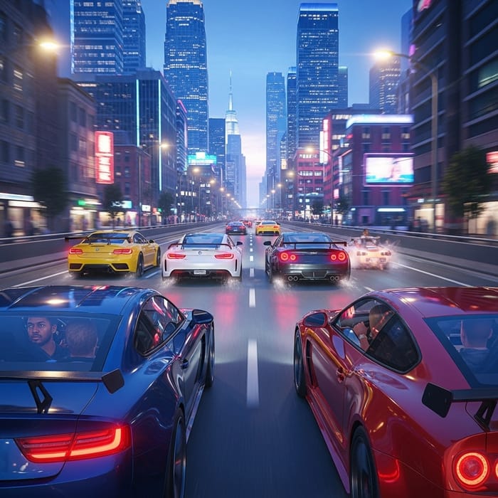 High-Speed Street Racing in Urban Paradise