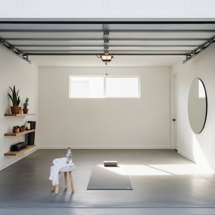Minimalist Yoga Studio in a Garage Minimalist Yoga Studio in a Garage