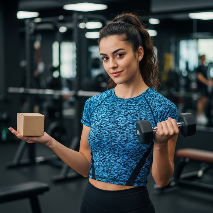 Young Brunette Hispanic Woman in Sportswear at Gym | Gym Workout Image