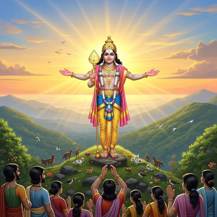 Lord Murugan Blessing at Pazhani Hills: Sacred Serenity
