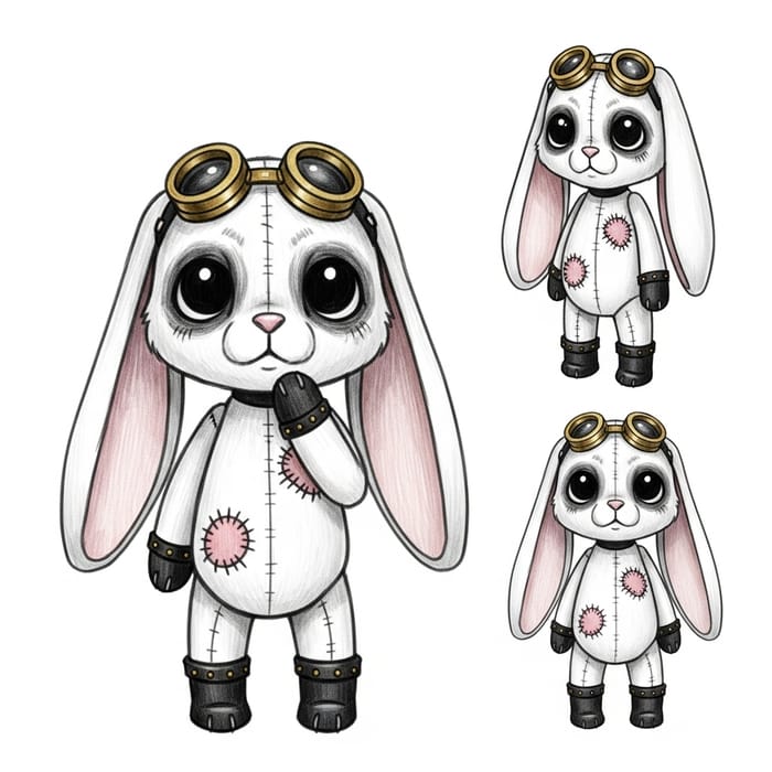 2D Grungy Steampunk Voodoo Doll Rabbit Sketch 2D Grungy Steampunk Voodoo Doll Rabbit Sketch