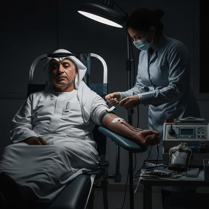 Dark Style Blood Donation by Middle-Eastern Person Dark Style Blood Donation by Middle-Eastern Person