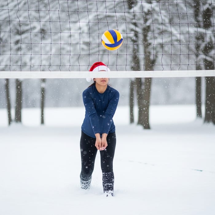 Santa Volleyball Player in Winter Wonderland Santa Volleyball Player in Winter Wonderland