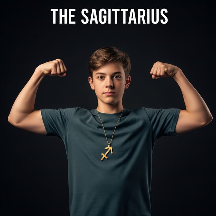 Funny Sagittarius Zodiac Joke Featuring Muscular Teenager Funny Sagittarius Zodiac Joke Featuring Muscular Teenager