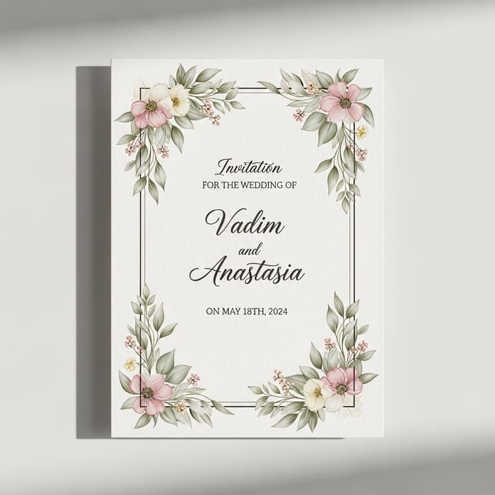 Beautifully Detailed Wedding Invitation for Vadim & Anastasia
