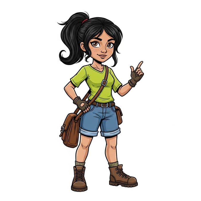 Adventurous Girl Cartoon Character: Explore with Joy Adventurous Girl Cartoon Character: Explore with Joy