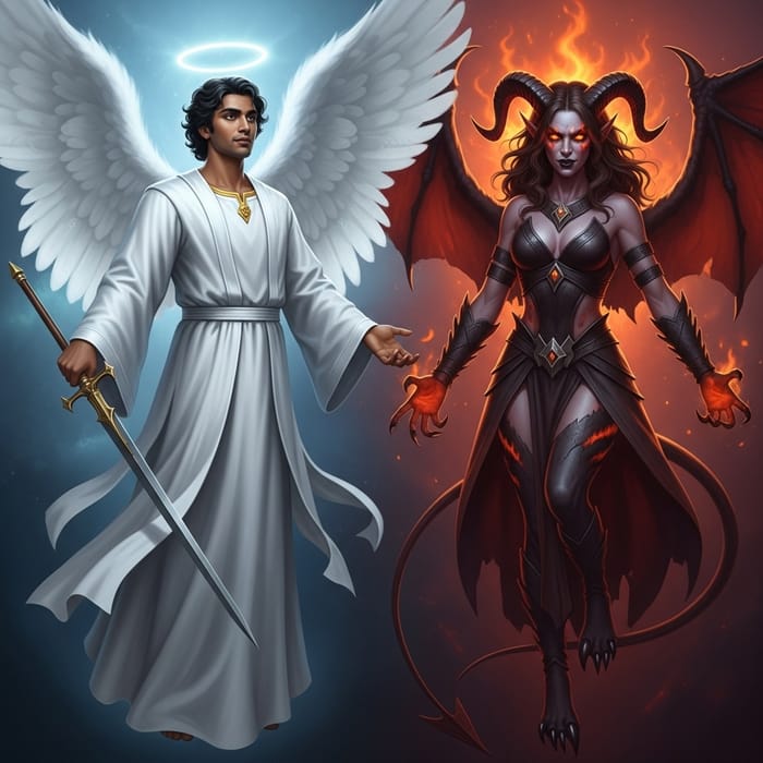 Celestial Angel and Sinister Demon - An Eternal Struggle