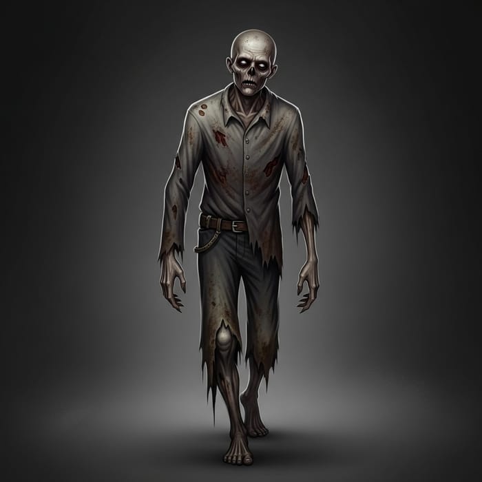 Creepy Living Dead - Haunting Decay in Gray