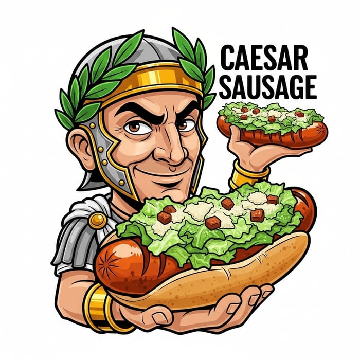 Julius Caesar Cartoon: Caesar Sausage Logo Design