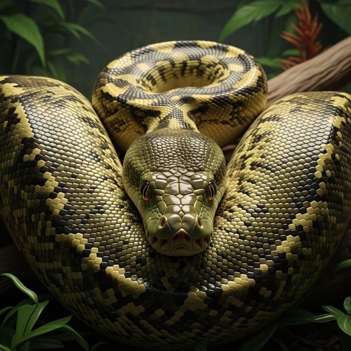 Mesmerizing Olive Green Python Ready to Strike Mesmerizing Olive Green Python Ready to Strike