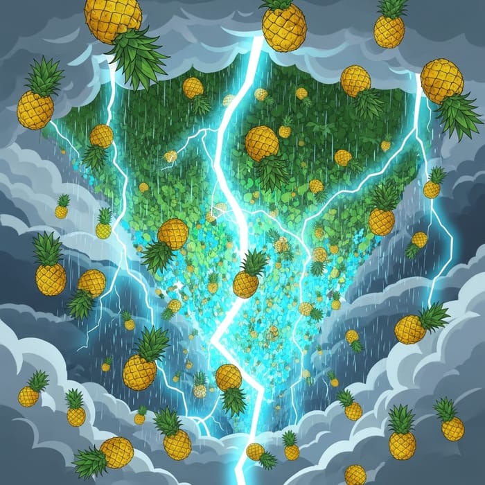 Pineapple Thunderstorm: Colorful Cartoon Fantasy Pineapple Thunderstorm: Colorful Cartoon Fantasy