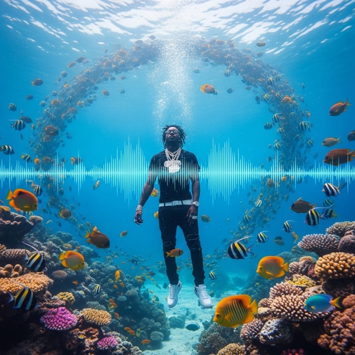 Surreal Underwater Scene with Rapper Lil Durk | Unique Style Surreal Underwater Scene with Rapper Lil Durk | Unique Style