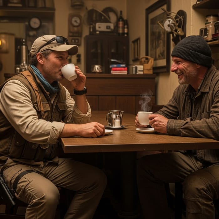 Adventure Coffee: Nathan Drake and Joel Miller Enjoy a Coffee Break Adventure Coffee: Nathan Drake and Joel Miller Enjoy a Coffee Break