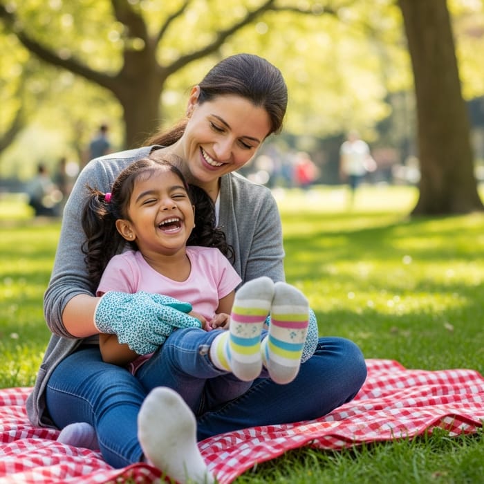 Ticklish Moment: Little South Asian Girl Giggling at the Park