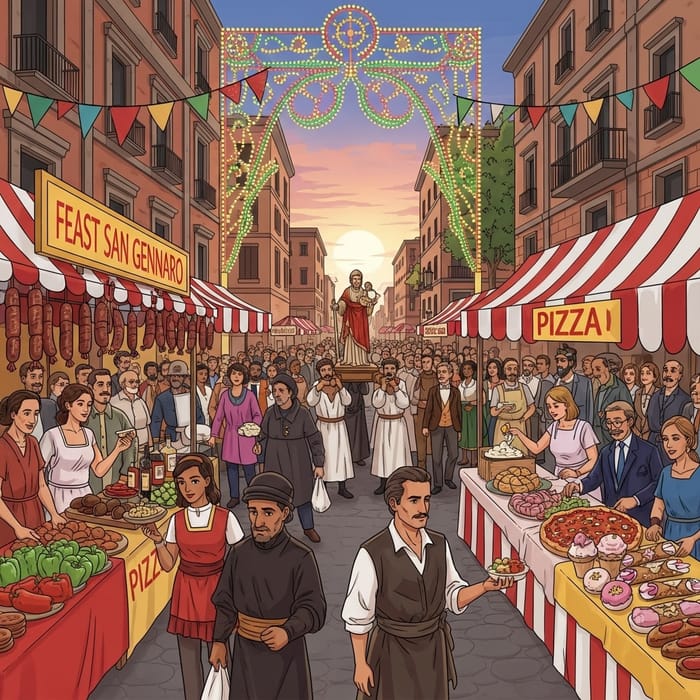 Feast of San Gennaro Street Scene - Italian Festival Artwork