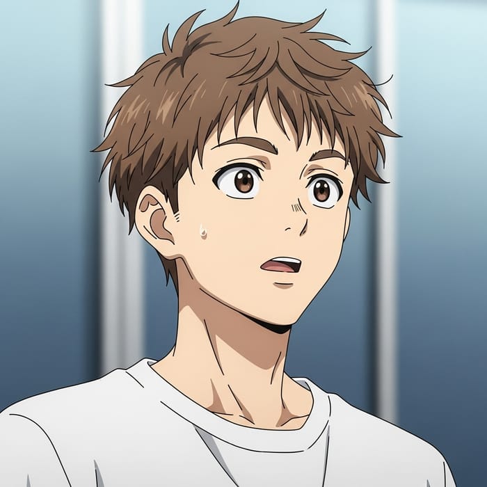Surprised Anime Young Man in White Shirt Surprised Anime Young Man in White Shirt