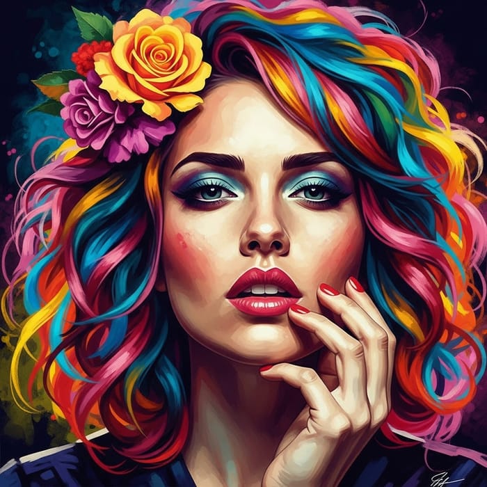 Intense Bohemian Woman Portrait Inspired by Frida Kahlo
