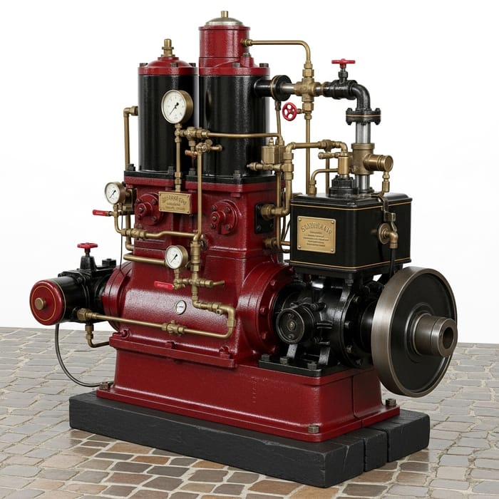 Vintage Gas Engine: Durable Steel & Iron Components