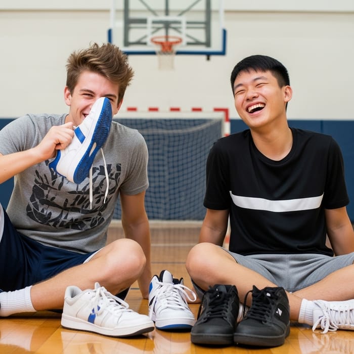 Teen Boys Smelling Feet Playfully