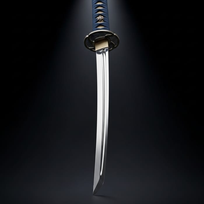 Elegant Japanese Katana Sword on Black Background