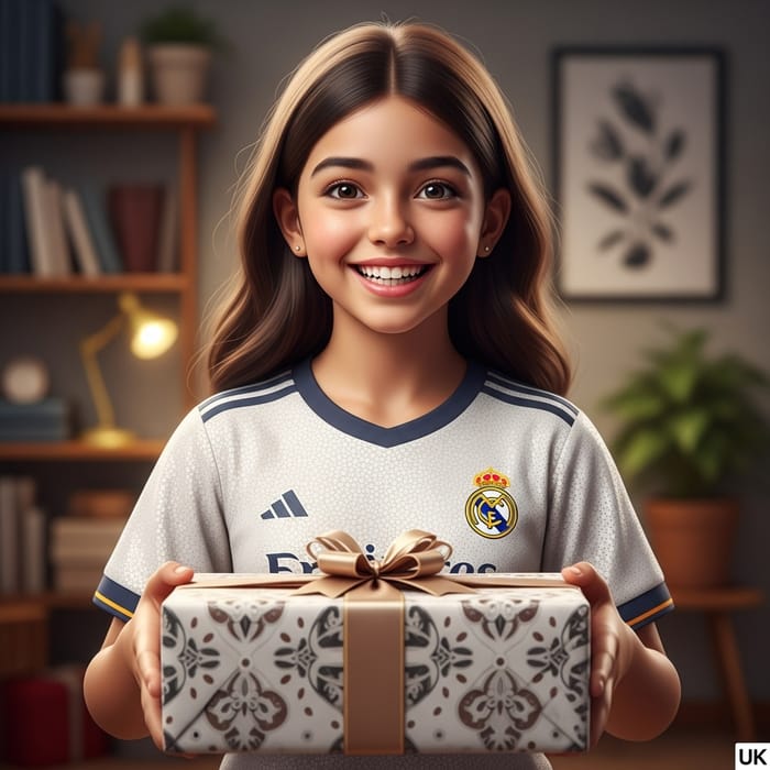 Ultra Realistic Brunette Girl in Real Madrid Jersey