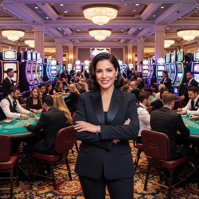 Hispanic Casino Representative in Sophisticated Environment Hispanic Casino Representative in Sophisticated Environment
