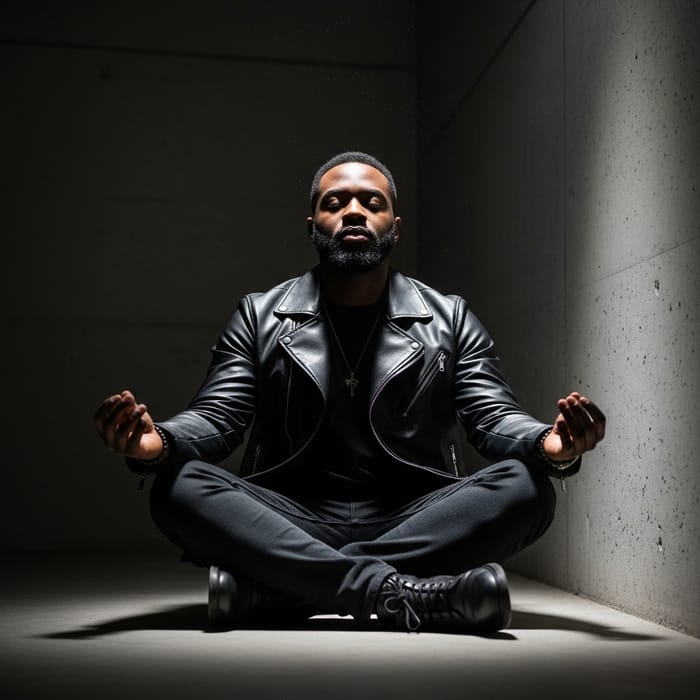 Black Man Meditating - Serene Corner Meditation