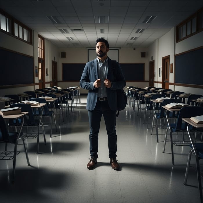 Alone Professor in Empty School Alone Professor in Empty School