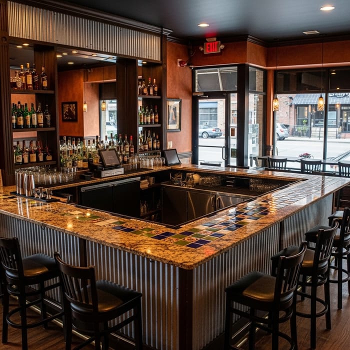 Inviting U-Shaped Bar Concept with Granite Countertop Inviting U-Shaped Bar Concept with Granite Countertop