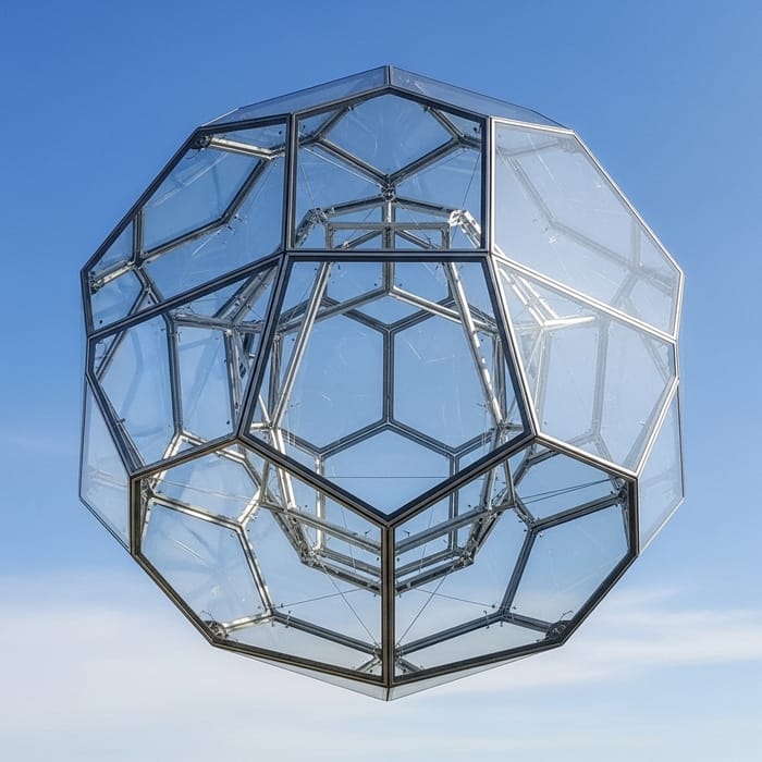 Clear Glass Icosahedron Sculpture | Geometric Art Installation Clear Glass Icosahedron Sculpture | Geometric Art Installation