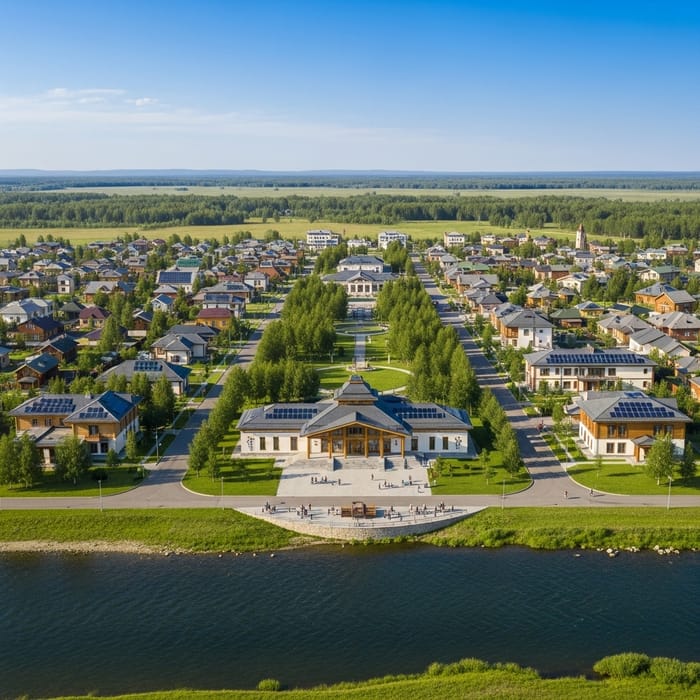 Modern Eco-Friendly Buryat Village by River | Community Center
