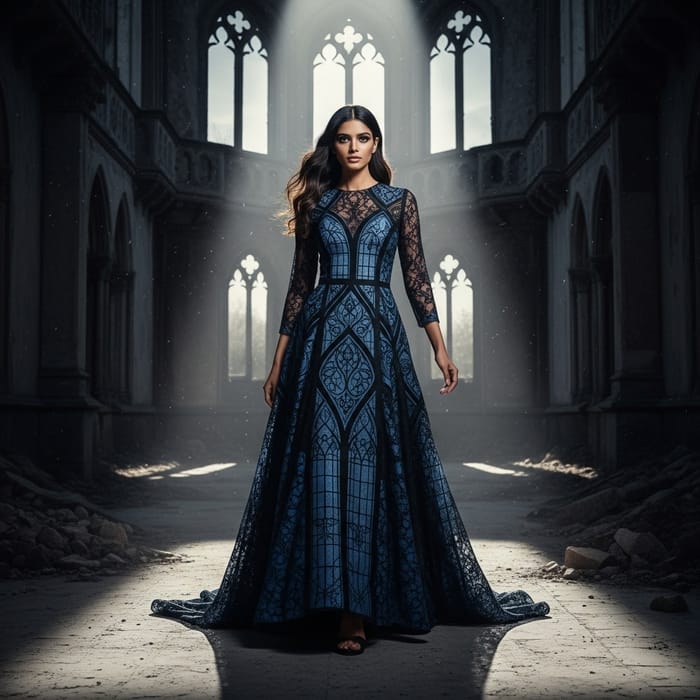 Haunting Gothic Romance Fashion Model in Abandoned Castle Haunting Gothic Romance Fashion Model in Abandoned Castle