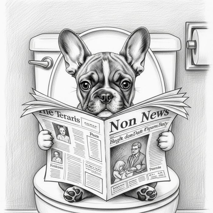 Charming French Bulldog Puppy Sketch - Whimsical Pet Portrait