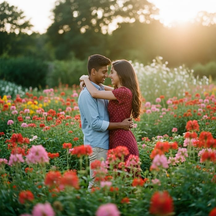 AAFAQ and MAIRA: Romantic Multicultural Couple Embracing in Flower-Filled Garden | Vintage Aesthetic AAFAQ and MAIRA: Romantic Multicultural Couple Embracing in Flower-Filled Garden | Vintage Aesthetic