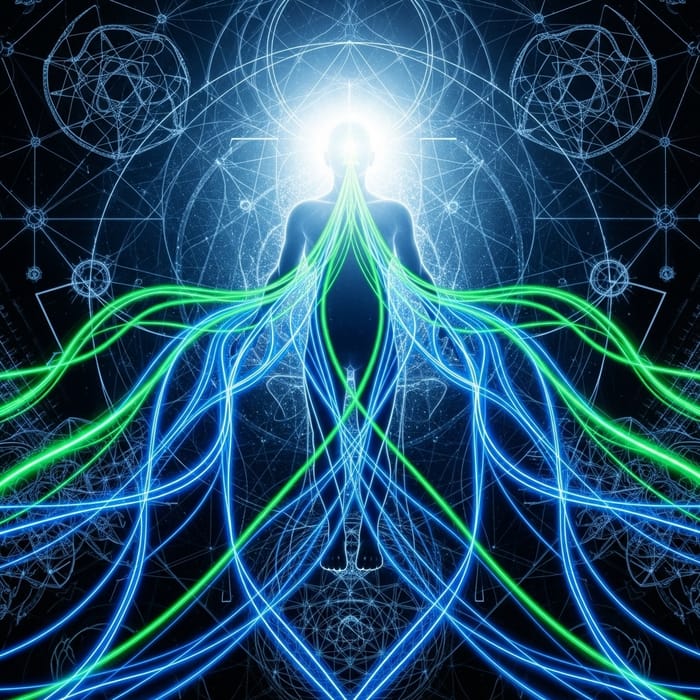 Radiant White Aura with Energy Lines and Sacred Geometry Radiant White Aura with Energy Lines and Sacred Geometry