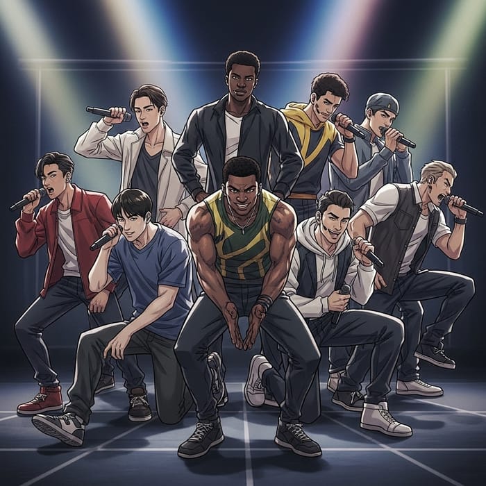 BTS Drawing: Talented Male Performing Artists | Dynamic Stage Performance BTS Drawing: Talented Male Performing Artists | Dynamic Stage Performance