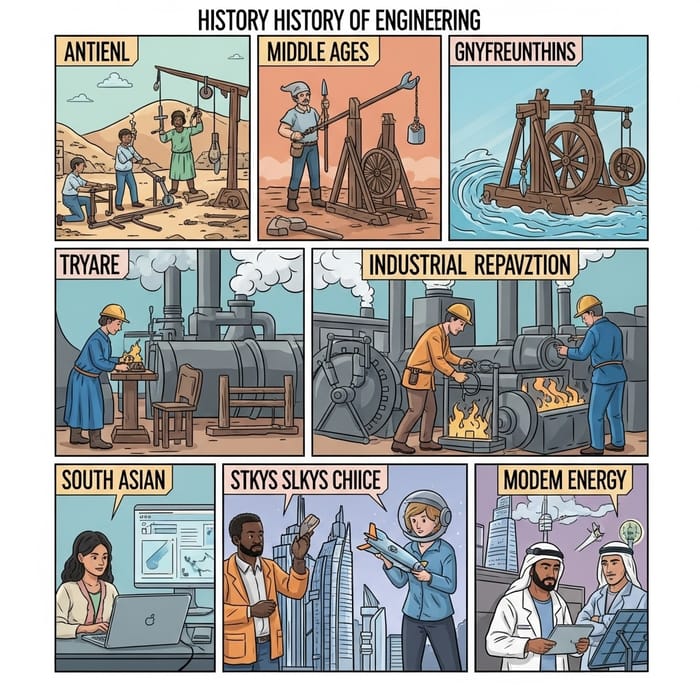Illustrating History of Engineering: A Colorful Comic Strip Journey