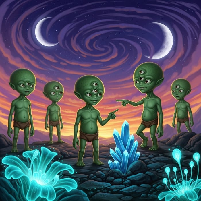 Green Aliens with Three Eyes: Otherworldly Beings