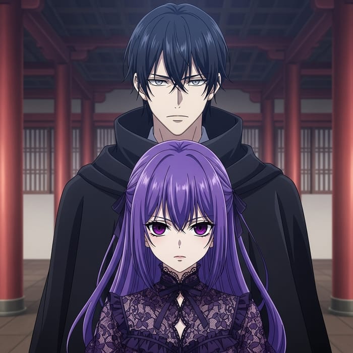 Mystical Anime Characters in a Temple Setting Mystical Anime Characters in a Temple Setting
