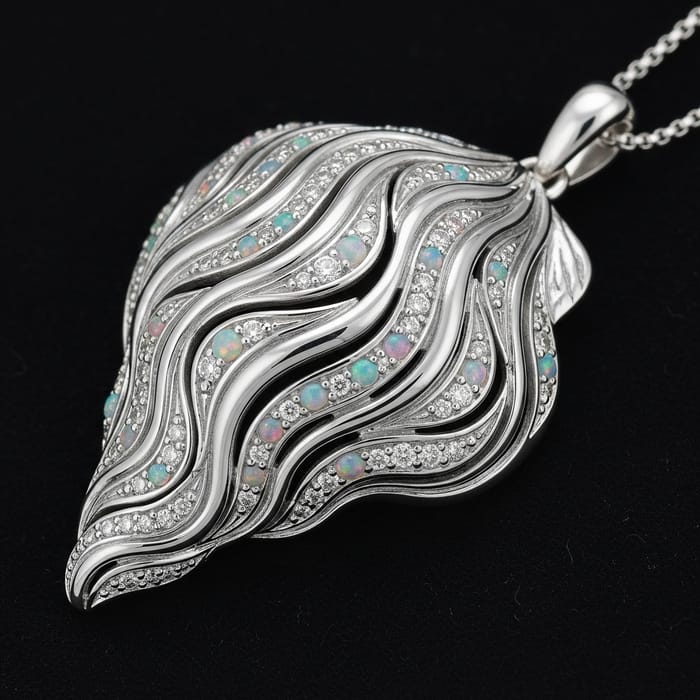 Sea Shell Jewelry | Elegant Silver Necklace with Gems Sea Shell Jewelry | Elegant Silver Necklace with Gems