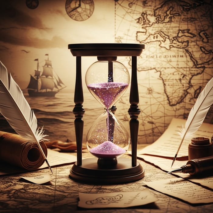 Glimpse into Lost Time | Vintage Hourglass & Ancient Map